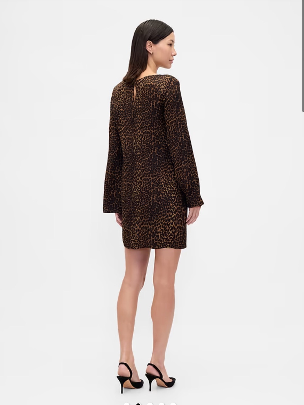 GAP Leopard Boatneck Mini Shift Dress Long Sleeve XS Petite - Picture 3 of 5